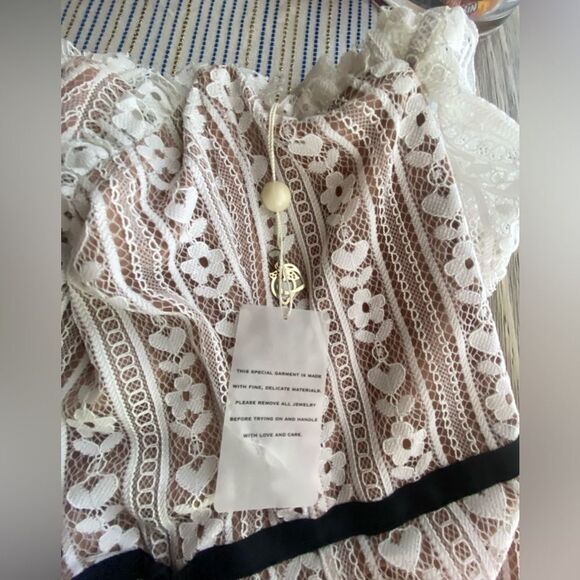 For Love & Lemons Womens Size M Dakota Mini Dress Lace Belt Black NWT - Picture 16 of 16